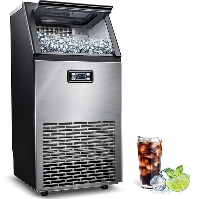 100Lbs/24H Commercial Ice Maker, 45 Cubes in 11 Mins, Stainless Steel, Auto Clean, Under Counter for Home/Bar Use， Auseo