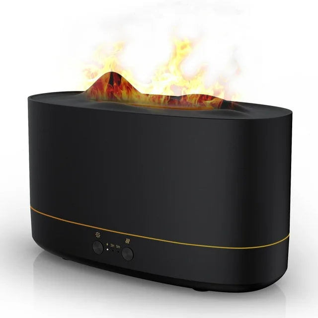 Flame Diffuser Humidifier, 7 Color Essential Oil Diffuser, Time Setting for Home, Room, Black
